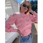 Pull-manches-longues-et-col-rond-pour-femme-ample-imprim-rose-Streetwear-d-contract-la