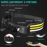 Lampe-frontale-COB-LED-lampe-frontale-torche-Rechargeable-par-USB-5-Modes-d-clairage-lampe-frontale