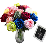 Roses-artificielles-romantiques-8-pi-ces-fausses-fleurs-rouge-et-blanc-pour-f-te-d-coration