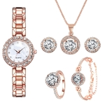 Ensemble-de-montre-de-luxe-pour-femme-bague-collier-boucles-d-oreilles-biscuits-horloge-mode-montre