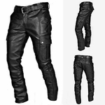 Pantalon-Long-en-Faux-cuir-pour-homme-style-Punk-r-tro-gothique-Slim-d-contract-couleur