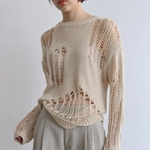 Pull-manches-longues-avec-trous-Style-cor-en-Sexy-ourlet-asym-trique-ample-ajour-fin-tricot