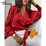 Celmia-chemisier-crois-en-Satin-pour-femmes-col-en-V-l-gant-manches-longues-chauve-souris