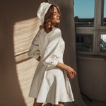 Mini-robe-en-cuir-Pu-manches-bouffantes-et-col-rond-pour-femme-tenue-de-soir-e