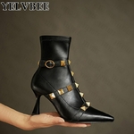 Bottines-Sexy-pour-femmes-fermeture-clair-talons-hauts-escarpins-de-f-te-la-mode-bout-pointu