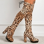 Bottes-l-opard-talons-carr-s-pour-femmes-chaussures-de-haute-qualit-enfiler-talons-Super