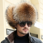 ZDFURS-Winter-Men-s-100-Real-Silver-Fox-Fur-Bomber-Hat-Raccoon-Fur-Ushanka-Cap-Trapper