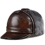 RY0201-Male-Winter-Warm-Ear-Protection-Bomber-Hat-Man-Genuine-Leather-Faux-Fur-Inside-Black-Brown