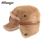 Casquette-d-hiver-en-cuir-de-haute-qualit-pour-hommes-chapeau-en-laine-d-agneau-chaud