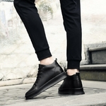 Baskets-en-cuir-pour-hommes-chaussures-de-haute-qualit-toutes-noires-d-contract-es-simples-pures