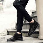 Baskets-en-cuir-pour-hommes-chaussures-de-haute-qualit-toutes-noires-d-contract-es-simples-pures