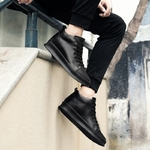 Baskets-en-cuir-pour-hommes-chaussures-de-haute-qualit-toutes-noires-d-contract-es-simples-pures