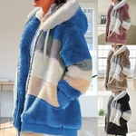 Manteau-capuche-pour-femme-veste-chaude-manches-longues-bloc-de-couleur-fermeture-clair-peluche-automne-hiver