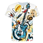 T-shirt-manches-courtes-Homme-femme-estival-et-d-contract-avec-Notes-de-musique-imprim-es