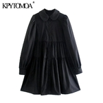 KPYTOMOA-Mini-robe-pliss-e-Vintage-manches-longues-et-boutons-pour-femme-v-tement-doux-et