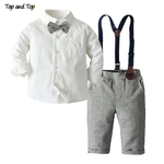 Ensemble-de-v-tements-pour-enfants-chemise-et-salopette-manches-longues-avec-n-ud-papillon-tenue