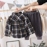 Ensemble-carreaux-pour-enfants-hauts-chauds-en-peluche-chemise-pantalon-v-tements-pour-b-b-s