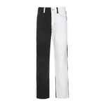 Darlingaga-jean-en-Denim-pour-femme-pantalon-droit-taille-haute-Slim-Long-Patchwork-noir-et-blanc