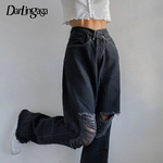 Darlingaga-jean-d-chir-noir-pour-femme-pantalon-en-Denim-coupe-droite-ample-d-contract-Style