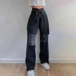 Darlingaga-jean-d-chir-noir-pour-femme-pantalon-en-Denim-coupe-droite-ample-d-contract-Style