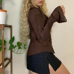 Darlingaga-chemise-manches-vas-es-pour-femme-haut-esth-tique-Vintage-mode-marron-automne-plis-dentelle