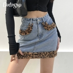Darlingaga-Mini-jupe-en-Denim-imprim-l-opard-et-fausse-fourrure-pour-femmes-Streetwear-mode-Vintage