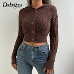 Darlingaga-Cardigan-court-capuche-pour-femme-Vintage-mode-marron-Crochet-boutons-pull-ajour-solide-veste-de