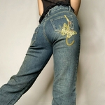 Jean-Denim-r-tro-imprim-papillon-Y2K-taille-basse-Grunge-Vintage-pantalon-Cargo-f-erique-Harajuku