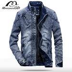 Blouson-d-automne-en-Denim-pour-homme-Vintage-couleur-unie-avec-poche-fermeture-clair-pour-moto