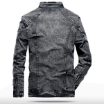 Blouson-d-automne-en-Denim-pour-homme-Vintage-couleur-unie-avec-poche-fermeture-clair-pour-moto