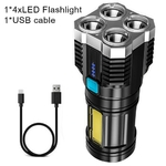 Lampe-de-poche-LED-Rechargeable-4-c-urs-projecteur-d-ext-rieur-multifonctionnel-longue-port-e