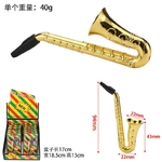 Hot-selling-creative-suction-card-with-mesh-set-metal-pipe-gilded-saxophone-trumpet-filter-cigarette-holder