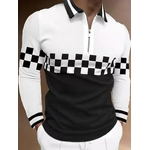 Polo-manches-longues-pour-hommes-d-contract-la-mode-imprim-moussant-carreaux-col-rabattu-fermeture