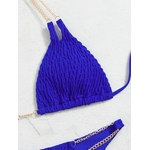 Ellolace-maillot-de-bain-bleu-Tanga-avec-cha-ne-col-licou-Triangle-v-tements-de-plage