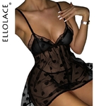 Ellolace-Costumes-exotiques-Lingerie-Sexy-robe-de-nuit-nuisette-rouge-pois-Mini-porno-v-tements-de