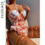 Ellolace-ensemble-soutien-gorge-et-culotte-pour-femme-Lingerie-Orange-vif-mignon-volants-rotique-rembourr-Sexy