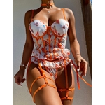 Ellolace-ensemble-soutien-gorge-et-culotte-pour-femme-Lingerie-Orange-vif-mignon-volants-rotique-rembourr-Sexy