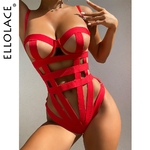 Ellolace-body-Sexy-pour-femmes-Lingerie-rotique-porno-nu-Bandage-rouge-Sissy-creux-Teddy-une-pi