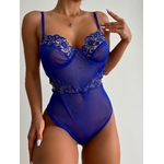 Ellolace-body-en-dentelle-Sexy-coupe-haute-sans-manches-Lingerie-en-maille-Patchwork-moulant-bleu-sans