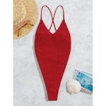 Ellolace-maillot-de-bain-une-pi-ce-rouge-culotte-tanga-taille-haute-dos-nu-Monokini-uni