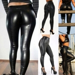 Legging-noir-en-Faux-cuir-pour-femme-v-tement-moulant-taille-haute-Push-Up-v-tement