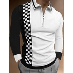 Polo-manches-longues-et-col-rabattu-pour-homme-haut-rayures-avec-fermeture-clair-style-d-contract