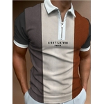 Polo-d-contract-manches-courtes-pour-homme-chemise-rayures-col-rabattu-fermeture-clair-nouvelle-collection-t