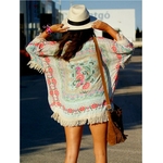 Kimono-manches-chauve-souris-pour-femmes-Cardigan-franges-fleurs-style-Boho-la-mode-nouvelle-collection