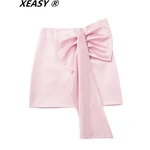 XEASY-Mini-jupe-taille-haute-pour-femme-v-tement-Sexy-Vintage-rose-avec-n-ud-t