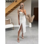 XEASY-longue-robe-blanche-Sexy-pour-femmes-v-tements-Vintage-fente-plis-t-2022