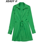 XEASY-Mini-robe-en-Satin-manches-longues-pour-femme-tenue-d-t-Sexy-Vintage-verte-Chic