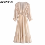 XEASY-robe-longue-d-contract-e-pour-femmes-tenue-de-soir-e-Vintage-col-en-v