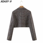 XEASY-ensemble-Blazer-court-carreaux-pour-femmes-Vintage-l-gant-taille-haute-fente-lat-rale-Mini