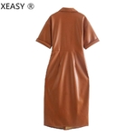 XEASY-chemise-en-Faux-cuir-pour-femmes-Vintage-manches-courtes-couleur-unie-d-contract-e-mi